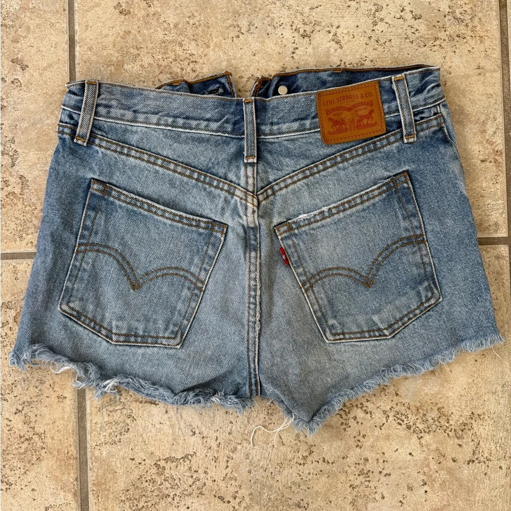 Levi's Blue Distressed Jean Shorts High-Waisted